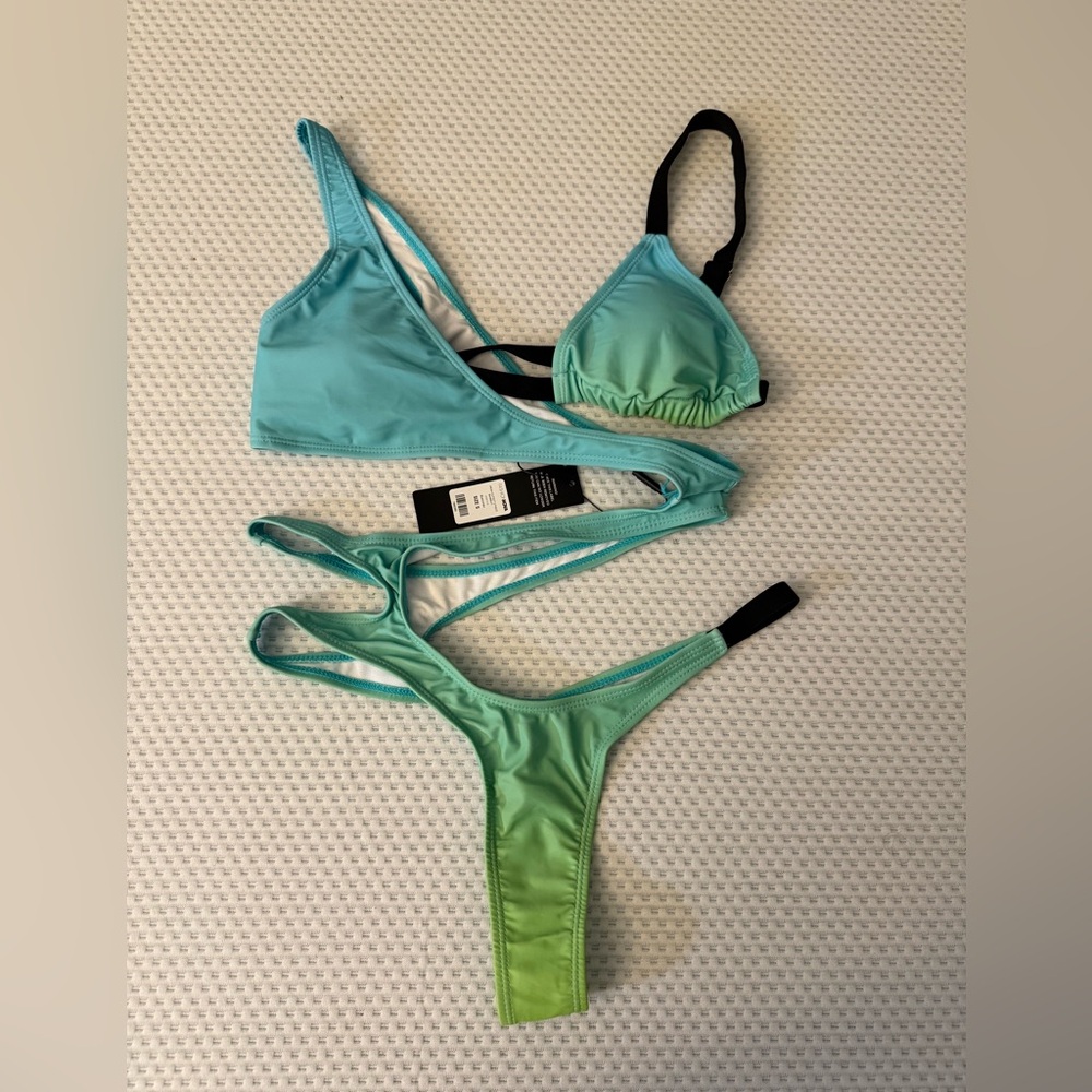 Stylish Blue and Green Bikini Set